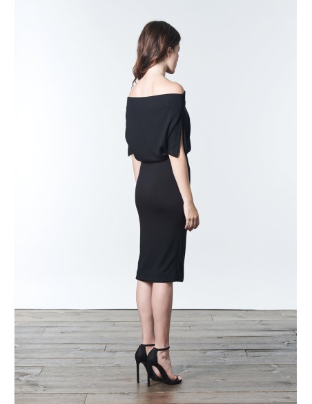 Vestido cóctel de punto con escote bandeau multiposición