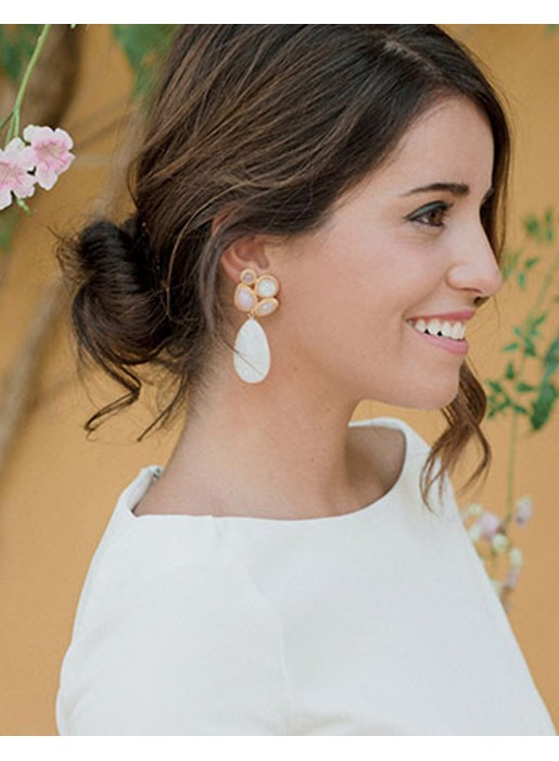 Party Earrings, Black Gems and Moonstone Acus complementos - 2