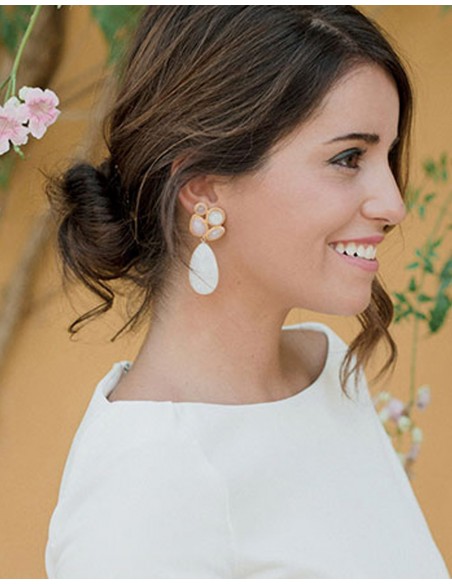 Party Earrings, Black Gems and Moonstone Acus complementos - 2