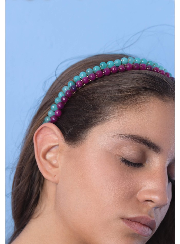 Double party headband with agate beads