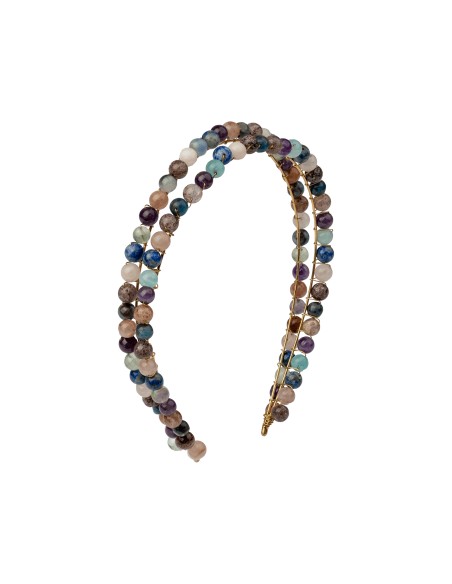 Multicolored double headband with beads