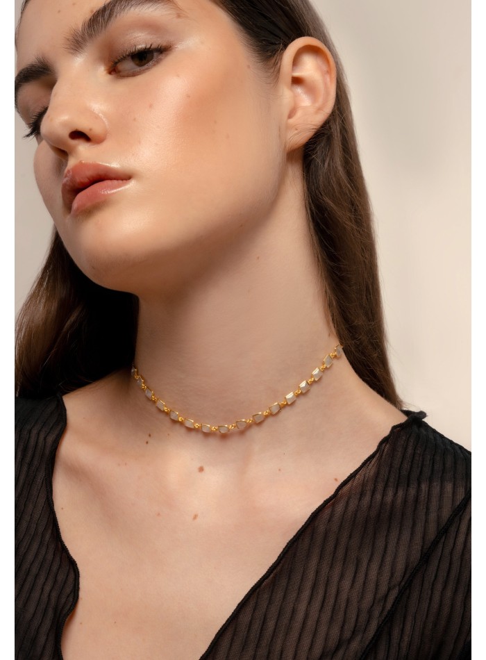 Choker Niagara Blanco y dorado