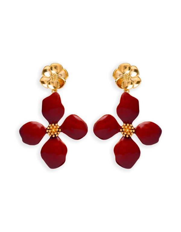 Pendientes con Forma de Flor Granates - Cassia