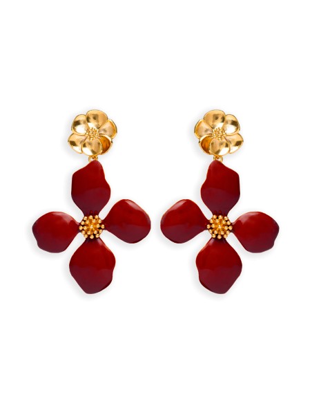 Boucles d'oreilles en forme de fleur en grenat - Cassia