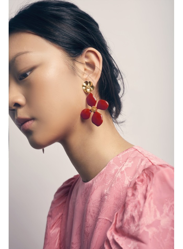 Pendientes con Forma de Flor Granates - Cassia