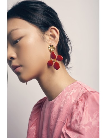 Boucles d'oreilles en forme de fleur en grenat - Cassia