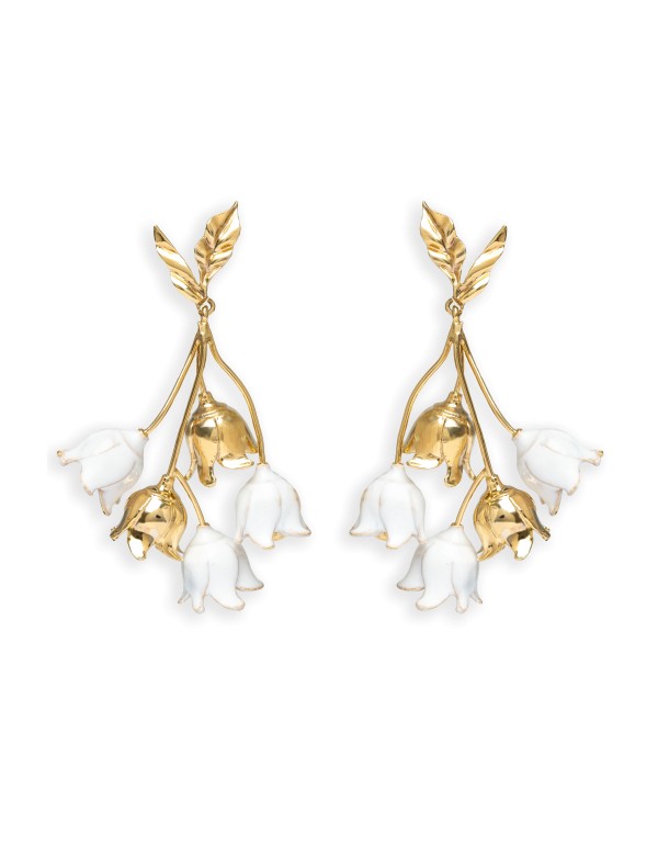 Pendientes con Forma de Lirios del Valle en Color Blanco