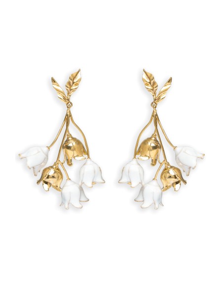 Pendientes con Forma de Lirios del Valle en Color Blanco
