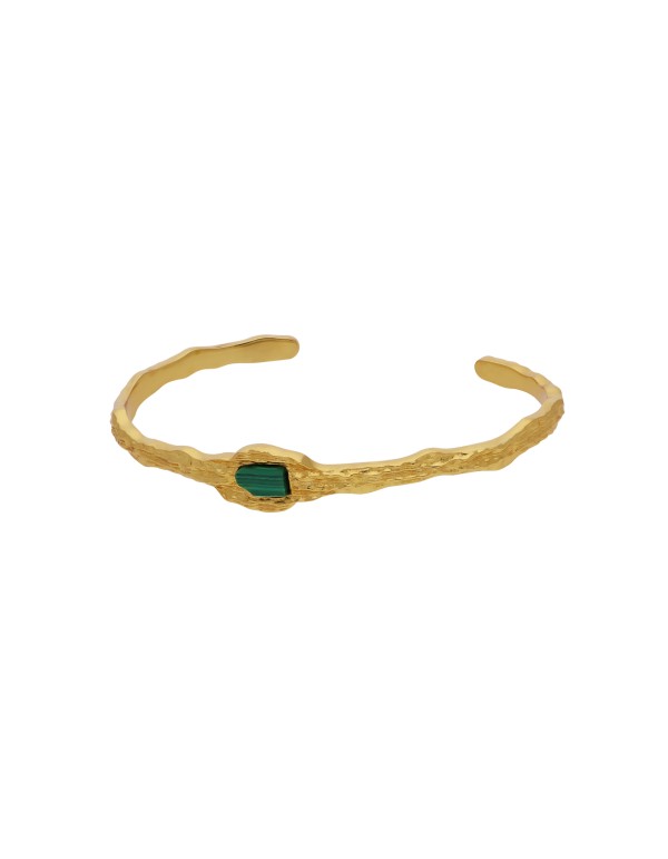 Gold plated bracelet with malachite stone
