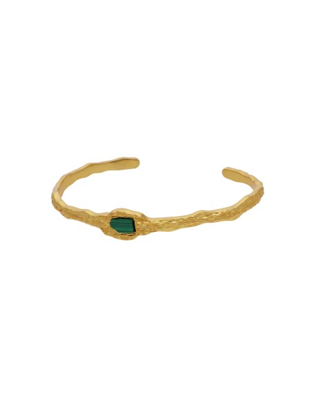 Bracelet plaqué or avec pierre de malachite