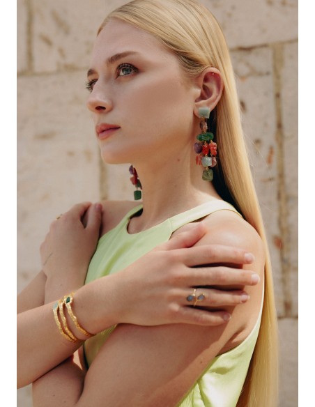 Gold plated bracelet with malachite stone