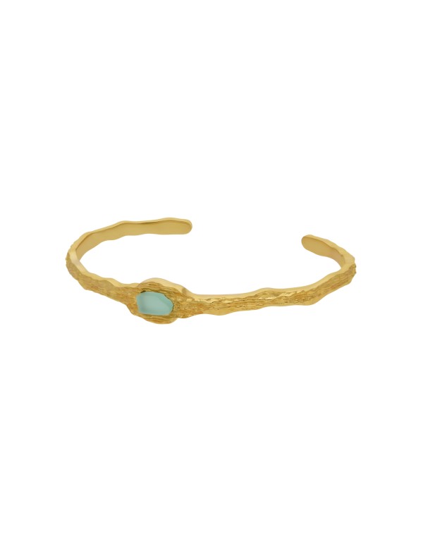 Golden bracelet with aquamarine stone