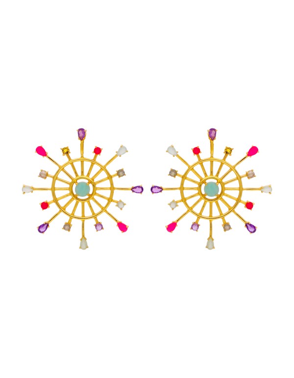 Multicolor Dharma Wheel Earrings