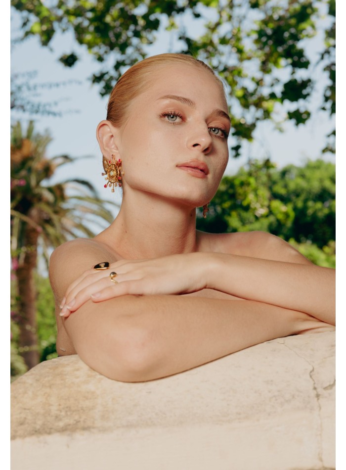 Pendientes Rueda del Dharma Multicolor