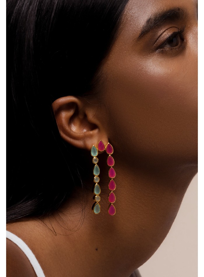 pendientes largos aguamarina