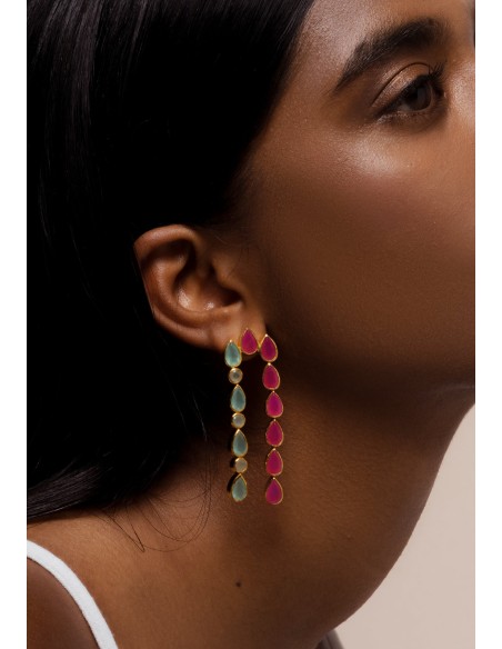 pendientes largos aguamarina