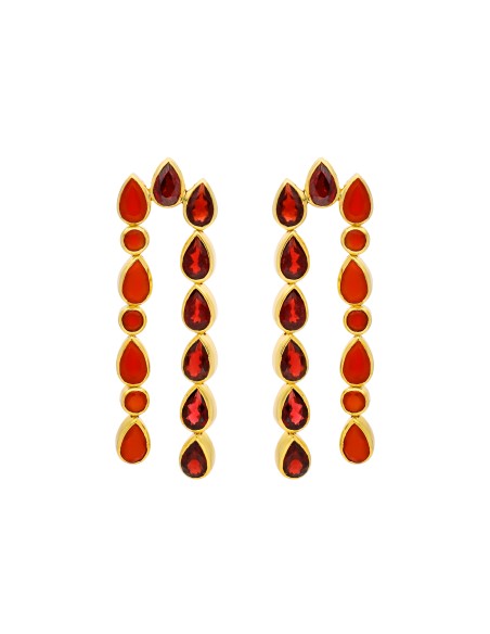 Longues boucles d'oreilles avec strass grenat