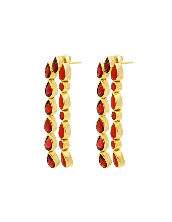 Long earrings with garnet rhinestones 2