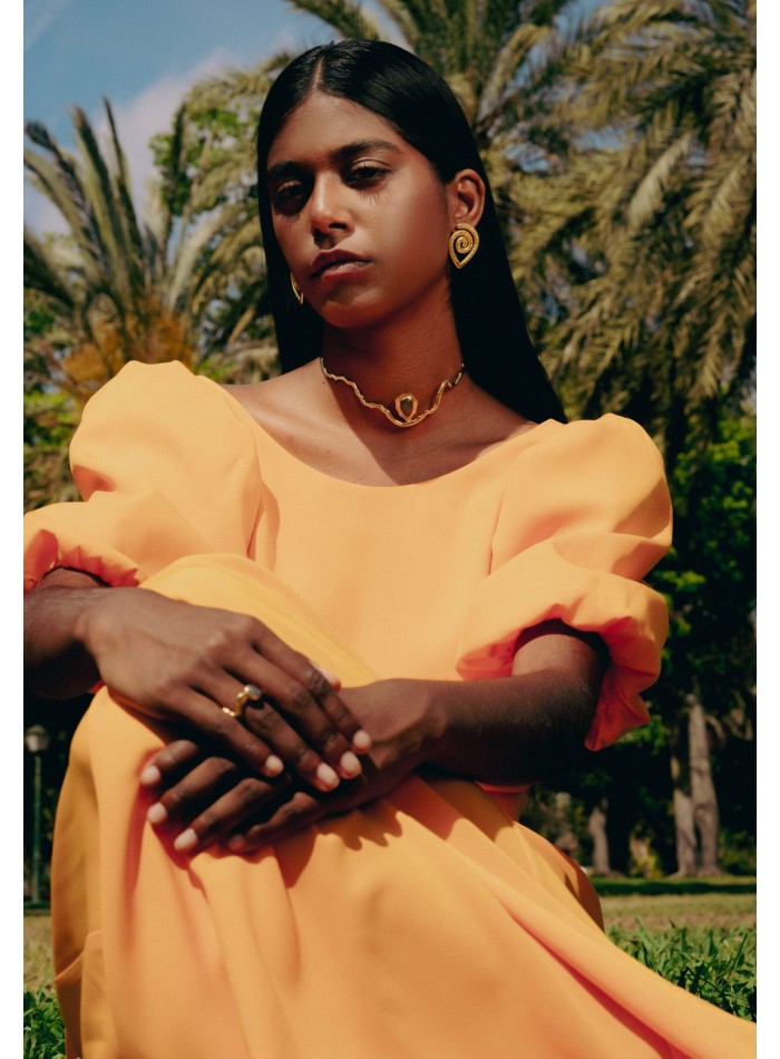 Choker Dorado con Piedra Semipreciosa Gris - Gratitude