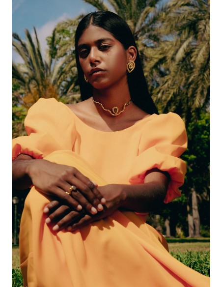 Choker Dorado con Piedra Semipreciosa Gris - Gratitude