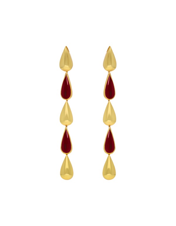 Boucles d'oreilles longues en grenat et plaqué or