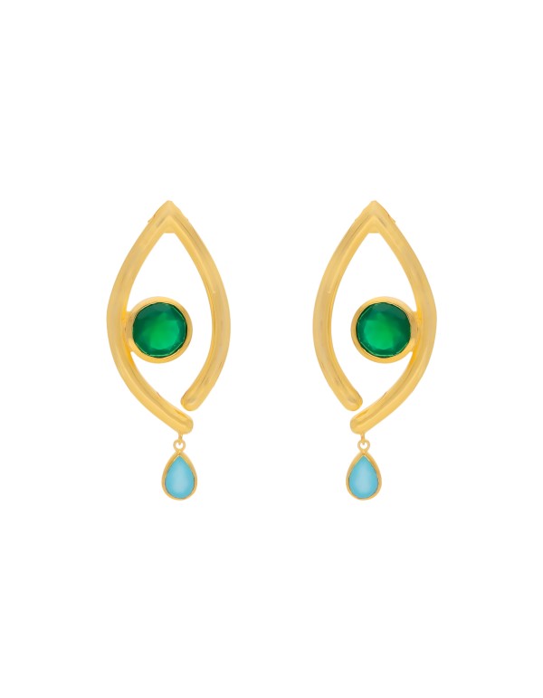 Pendientes de fiesta dorados piedra verde