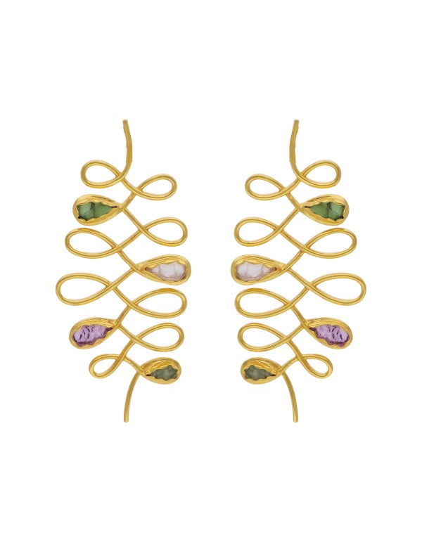 Boucles d'oreilles spirales avec pierres semi-précieuses...