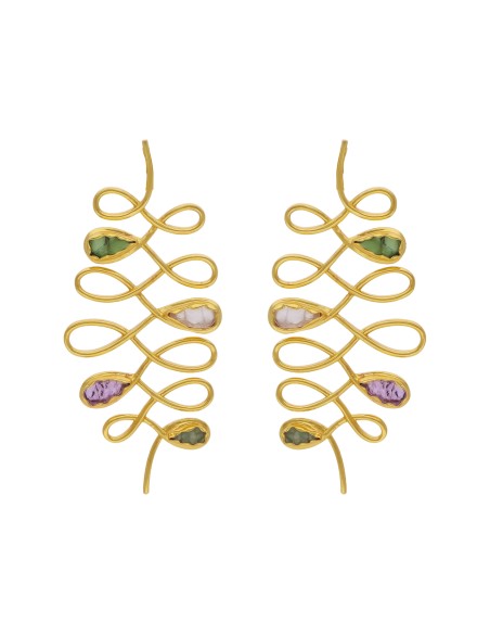 Boucles d'oreilles spirales avec pierres semi-précieuses - Unalome
