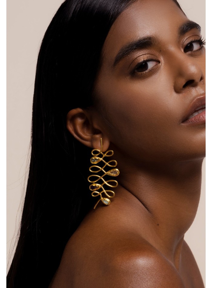 Spiral earrings with semiprecious stones - Unalome