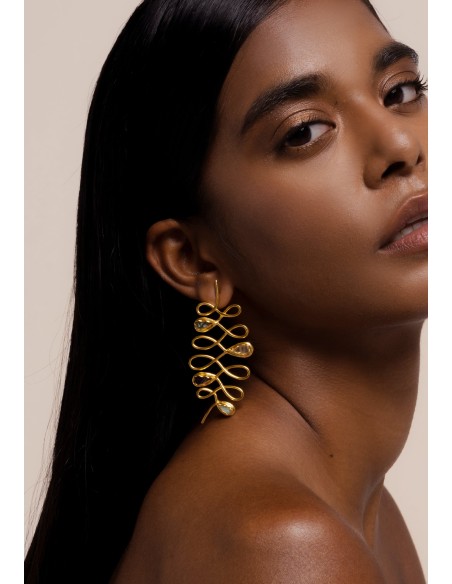 Spiral earrings with semiprecious stones - Unalome