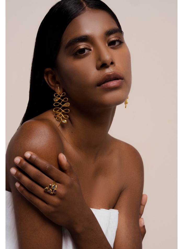 Pendientes en espiral con piedras semipreciosas - Unalome