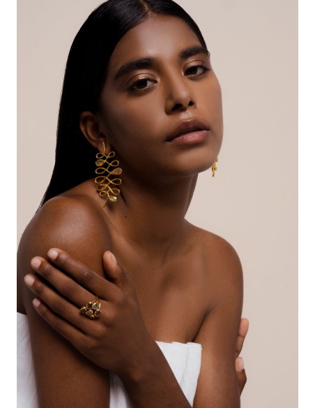 Boucles d'oreilles spirales avec pierres semi-précieuses - Unalome