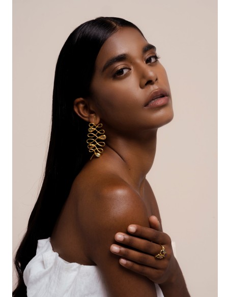 Boucles d'oreilles spirales avec pierres semi-précieuses - Unalome