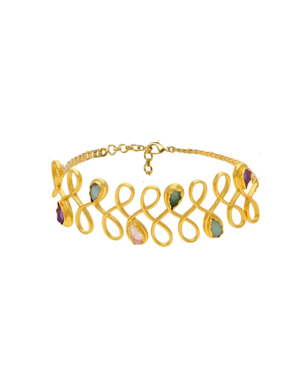 Choker Dorado con Piedras Semipreciosas – Unalome
