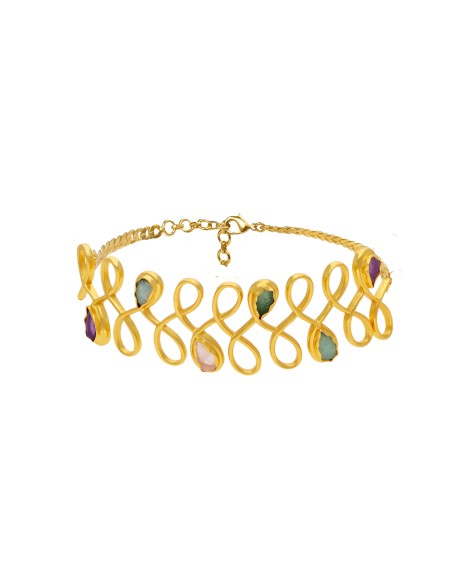 Golden Choker with Semiprecious Stones - Unalome