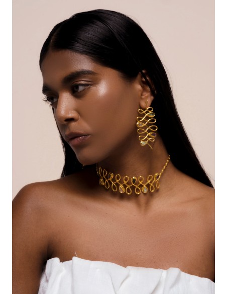 Golden Choker with Semiprecious Stones - Unalome