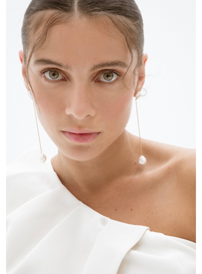 Pendientes largos con perlas - Dara