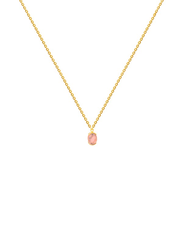Gold Pendant with Pink Stone