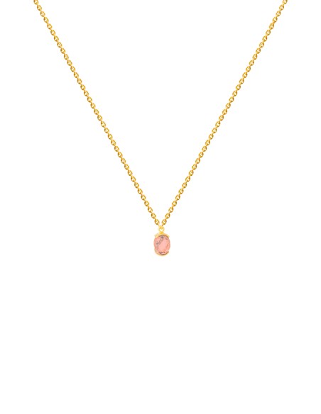 Colgante Dorado con Piedra Rosa
