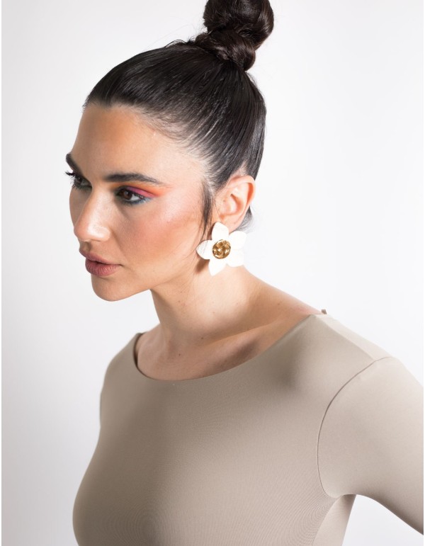 Boucles d'oreilles en porcelaine à motif floral