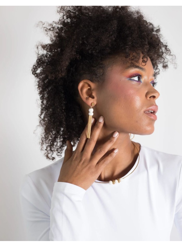 Longues boucles d'oreilles en cascade avec deux...