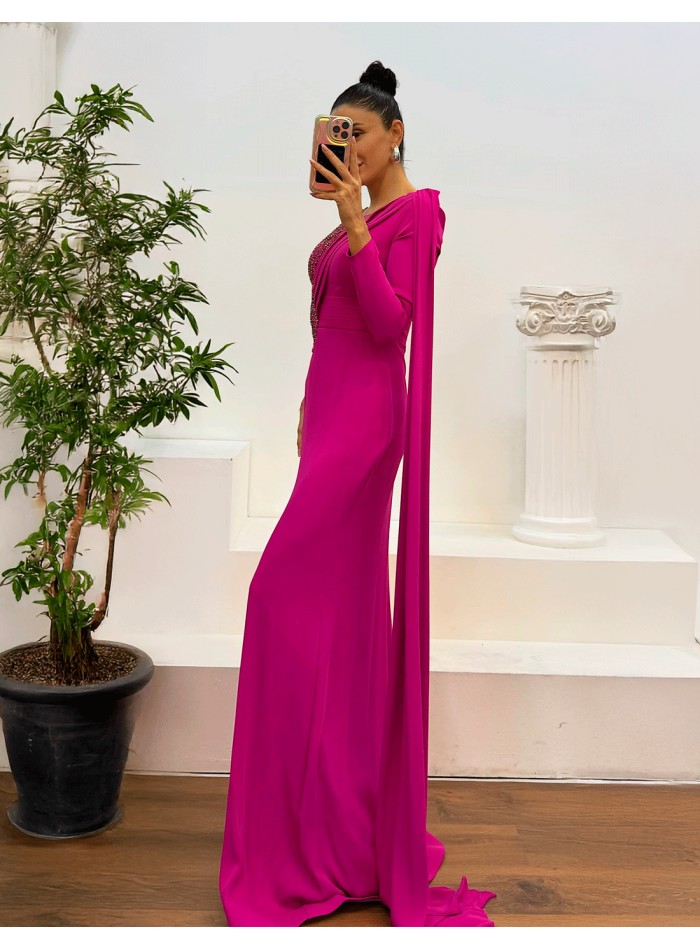 long ball gown with rhinestones