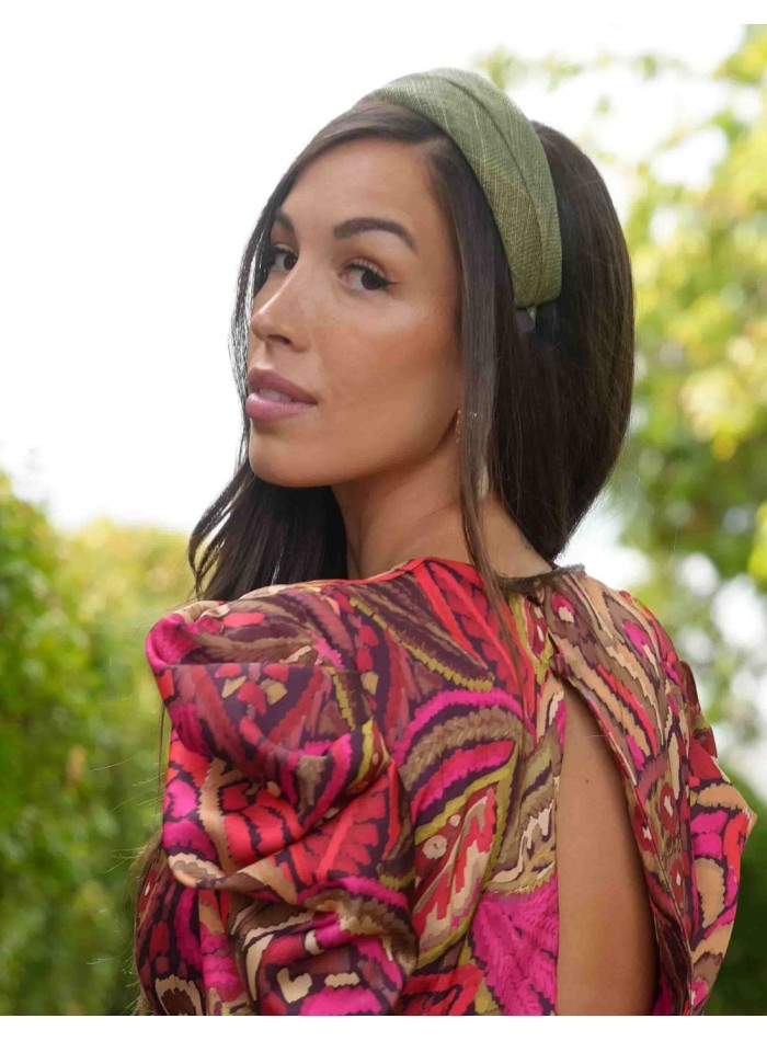 Dry green raffia party headband