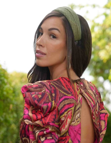 Bandeau de fête en raphia vert sec