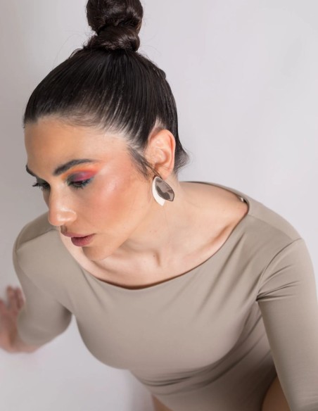 Ceramic party earrings in the shape of leaves