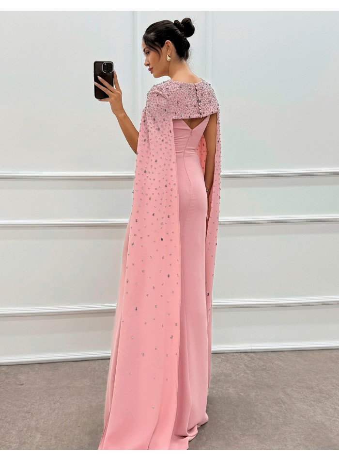 Rhinestone Overlay Slender Straps Long Gown