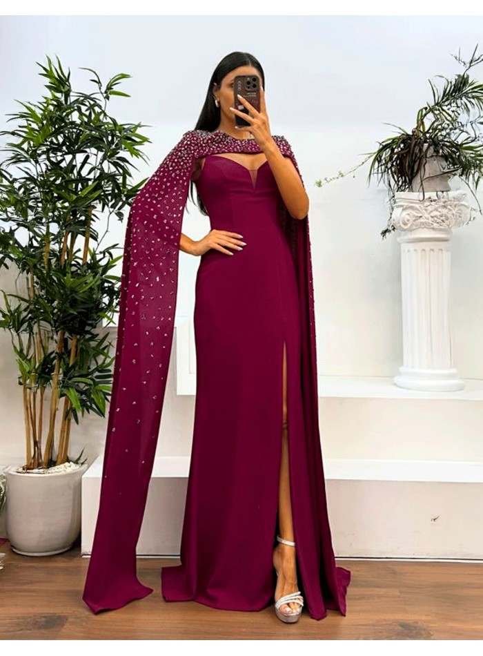 Robe de soirée longue, fine et sans bretelles,...