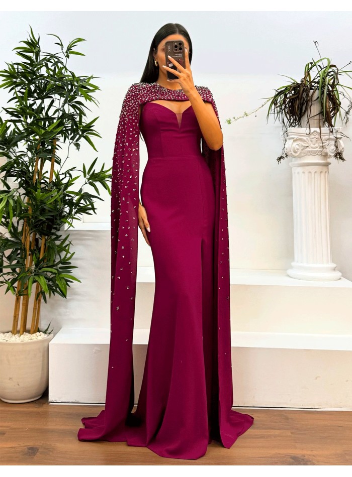 Rhinestone Overlay Slender Straps Long Gown