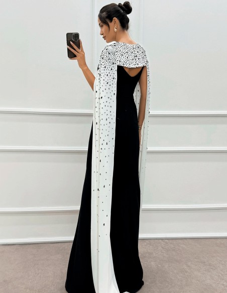 Rhinestone Overlay Slender Straps Long Gown