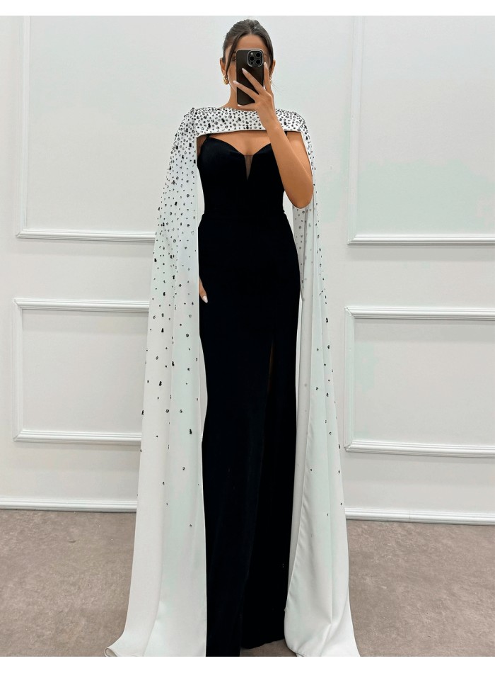 Rhinestone Overlay Slender Straps Long Gown